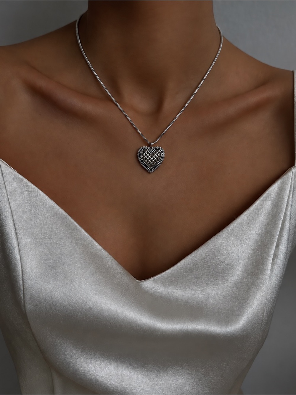 Brighton Silver Heart Pendant Necklace with Textured Detail